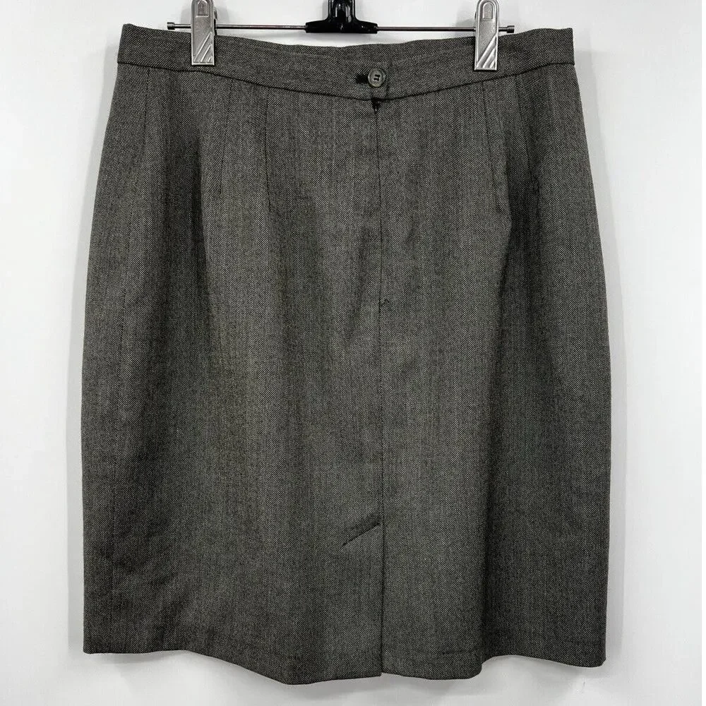 J.‎ Crew Skirt Womens Brown Pencil 100% Wool Back Slit Lined Career Size 12